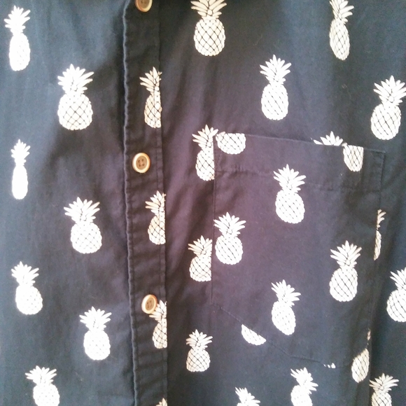 Denim and Flower Navy Pineapple Shirt Button Up - Picture 5 of 5